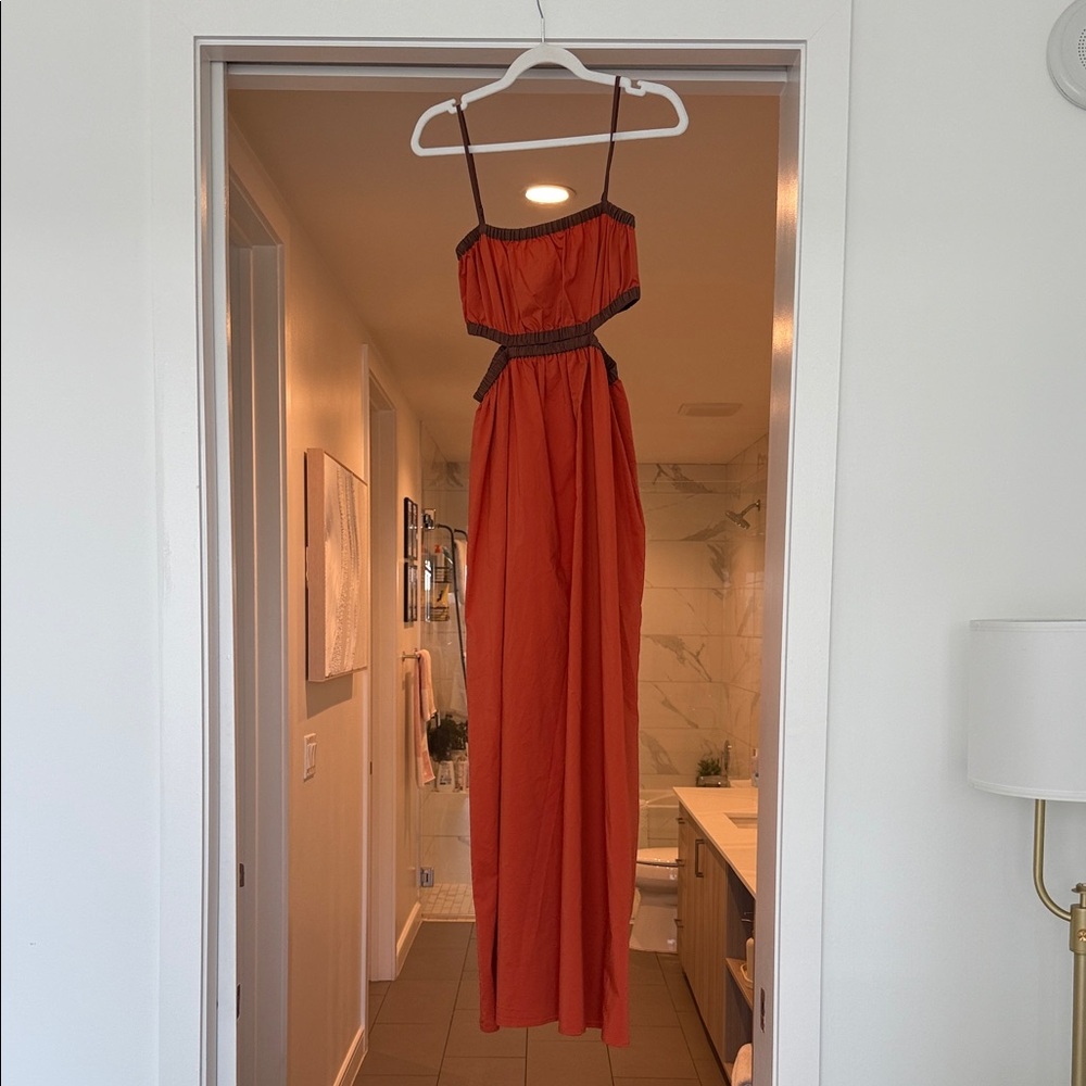 Elegant burnt orange Maxi Dress